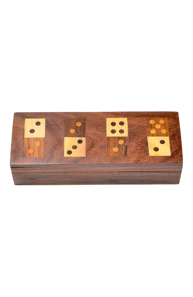Matr Boomie Domino Family Fun Wooden Game Set - Handmade, Main, color, Brown