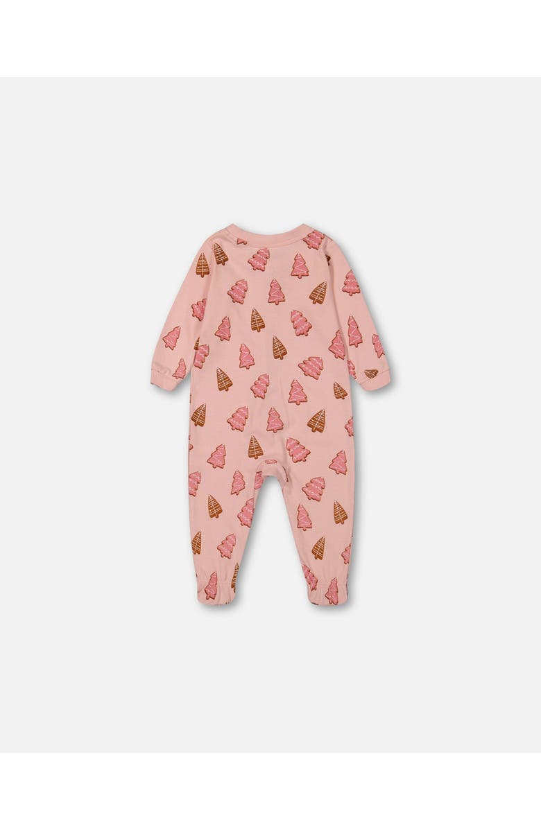 Deux par Deux Baby Girl's Organic Cotton One Piece Pajama Pink Christmas Cookies, Alternate, color, 