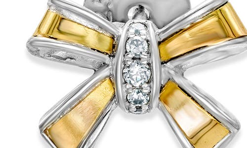 Samuel B. Sterling Silver & 18k Gold White Topaz Ribbon Stud Earrings In Silver And Gold