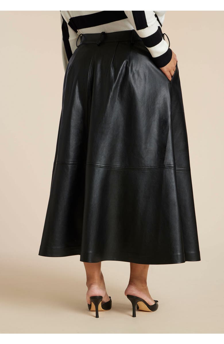 ELOQUII Faux Leather Midi Skirt, Alternate, color, Black Onyx