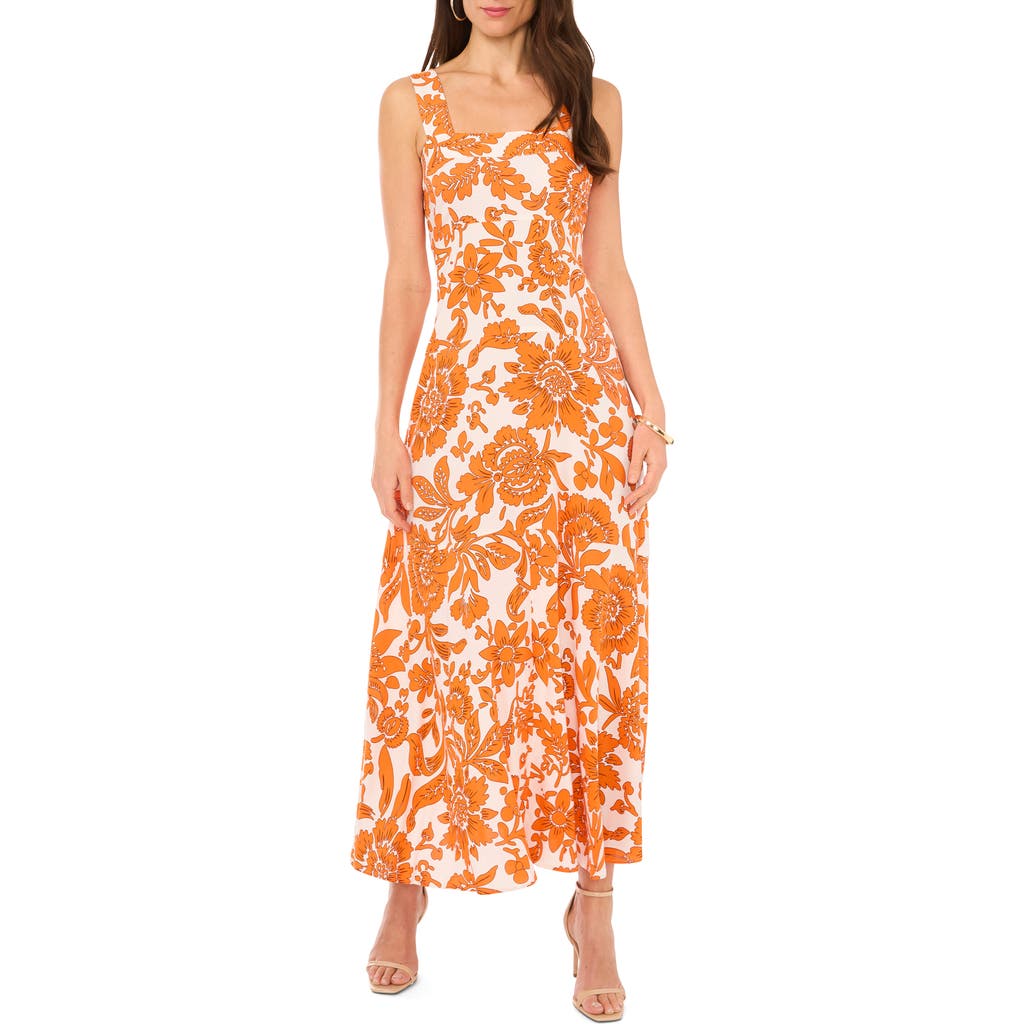 Shop Vince Camuto Floral Tiered Maxi Dress In New Ivory/orange