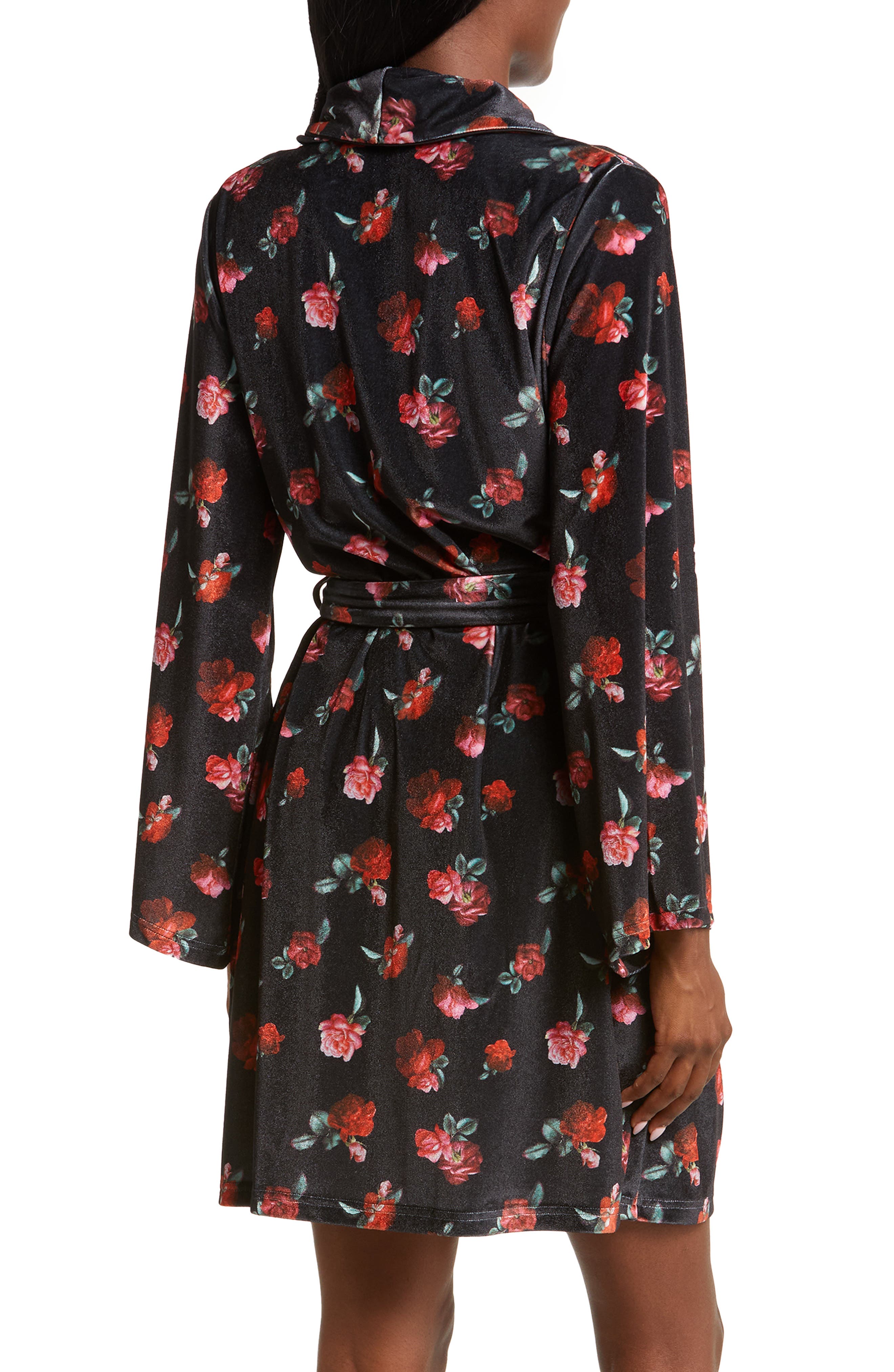 KILO BRAVA Floral Short Velvet Robe (Women) | Nordstrom