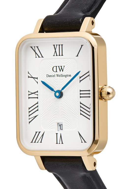 Daniel Wellington Quadro Leather Strap Watch, 20mm X 26mm In Gold