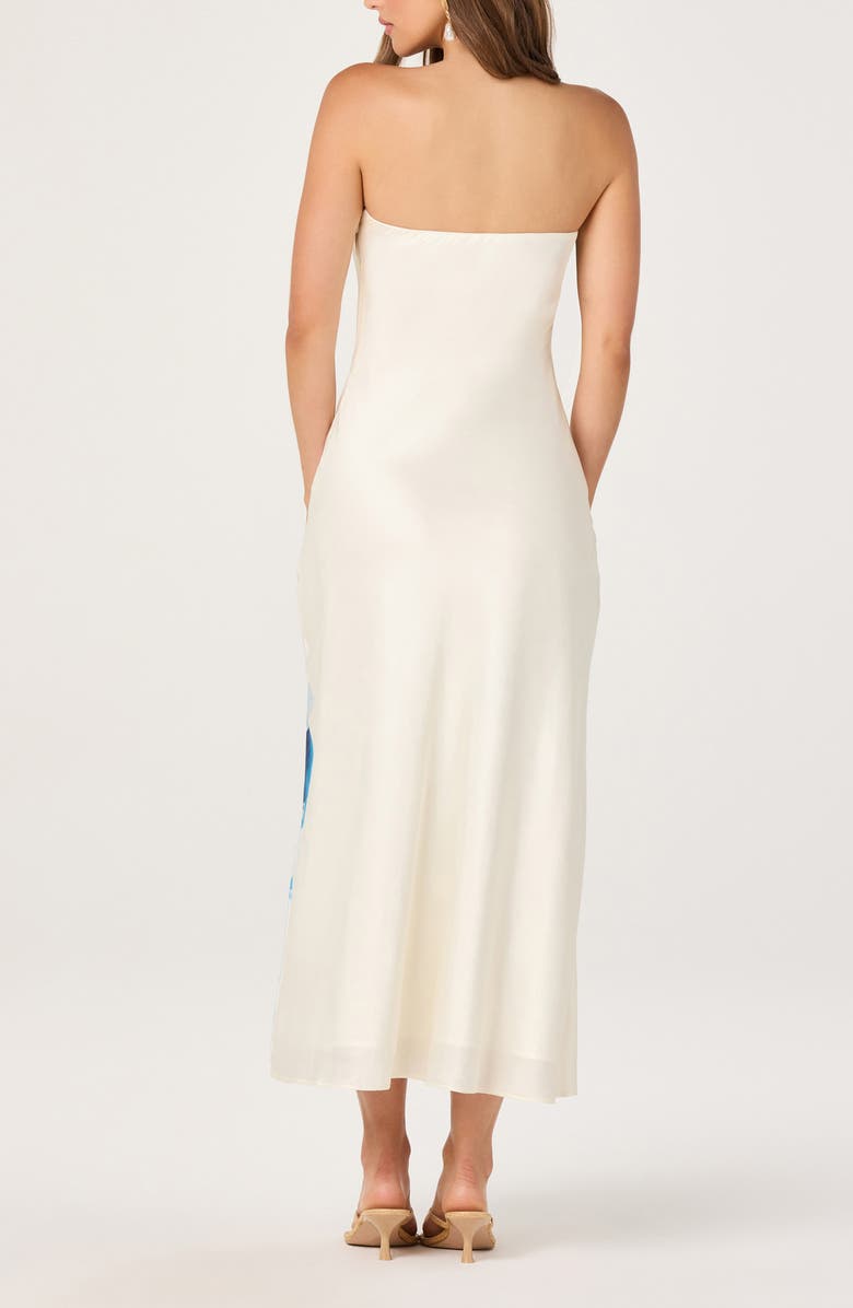 ASTR the Label Annabeth Floral Satin Strapless Maxi Dress, Alternate, color, White/ Blue Floral