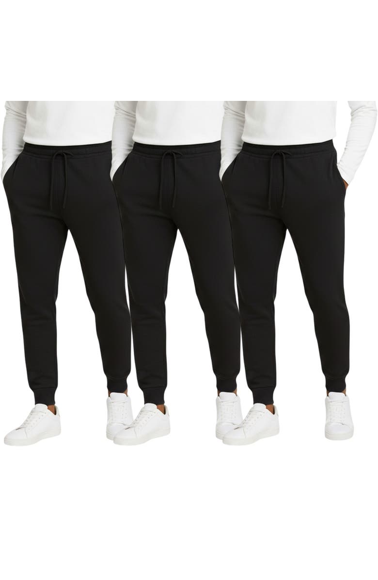 BenBen Men's 3 Pack Ultra Soft Fleece Jogger Sweatpants, Main, color, Black/Black/Black