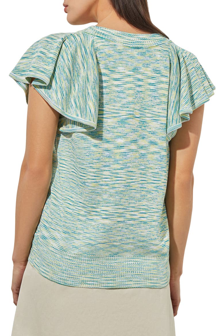 Space Dye Flutter Sleeve Cardigan, Alternate, color, WHITE/ BERMUDA/ LIME