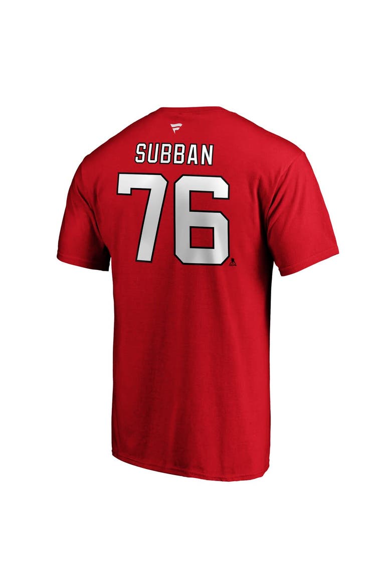 Men's Fanatics Branded P.K. Subban Red New Jersey Devils Authentic Stack Name & Number T-Shirt, Alternate, color, Red