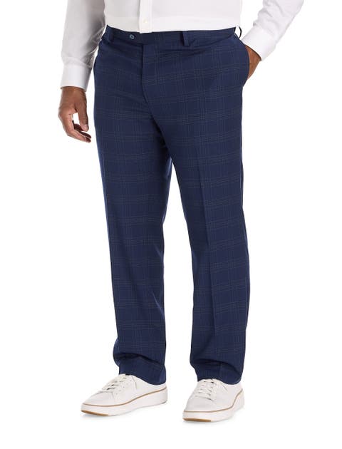 Big 
Tall  Traditional Waist-Relaxer Plaid Dress Pants