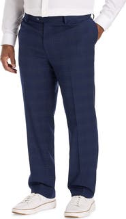 Oak Hill by DXL Big & Tall  Traditional Waist-Relaxer Plaid Dress Pants