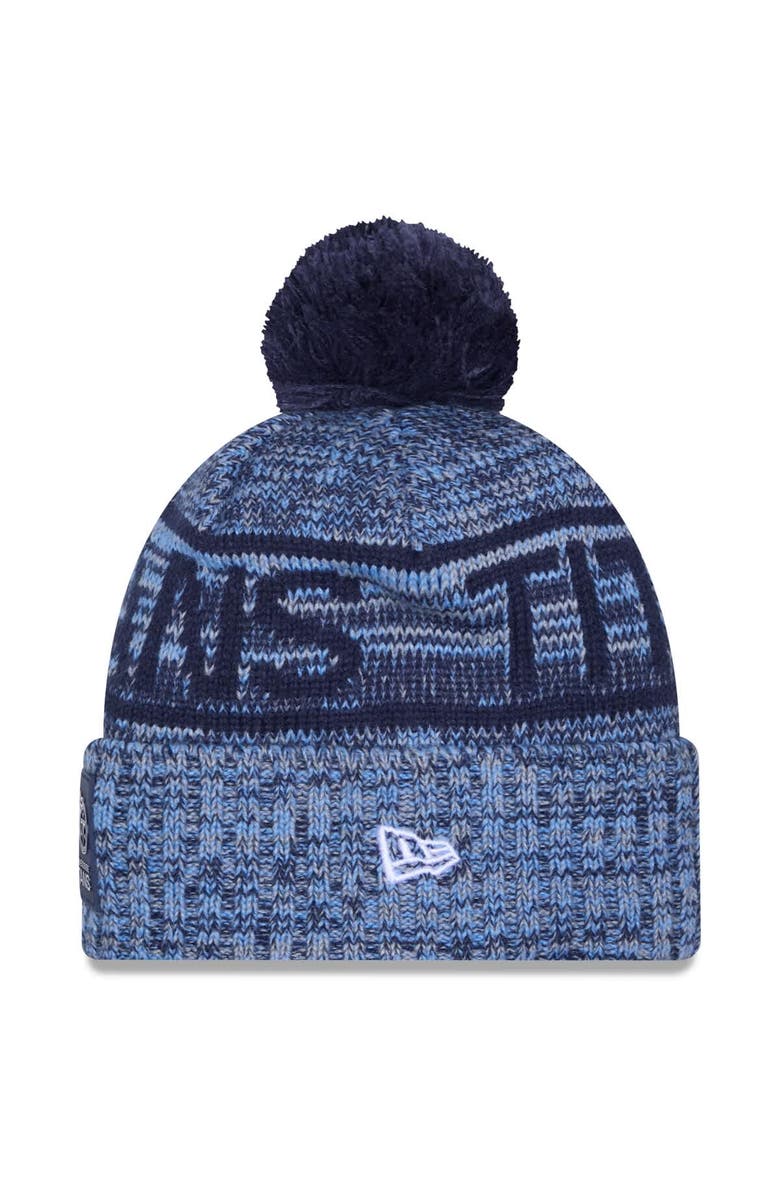 New Era Men's New Era Light Blue Tennessee Titans 2025 Sideline Cold Weather Cuffed Knit Hat with Pom, Alternate, color, Light Blue