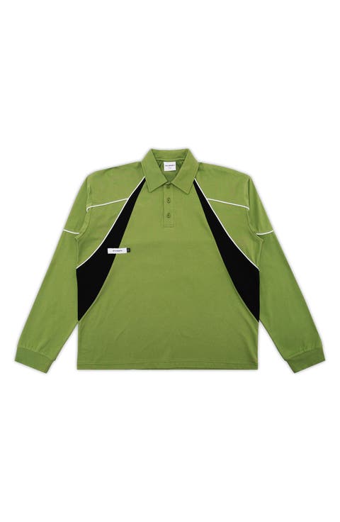 Captain Colorblock Long Sleeve Cotton Polo Shirt