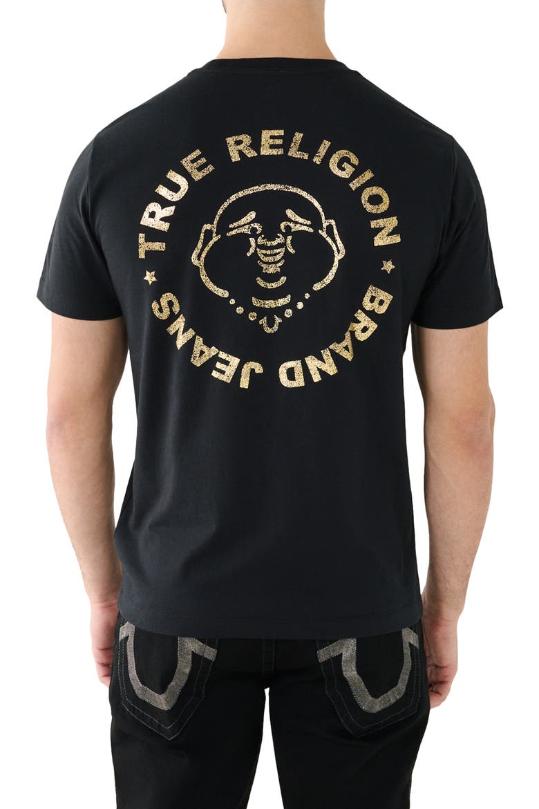 Stamp Foil Cotton Graphic T-Shirt, Alternate, color, JET BLACK