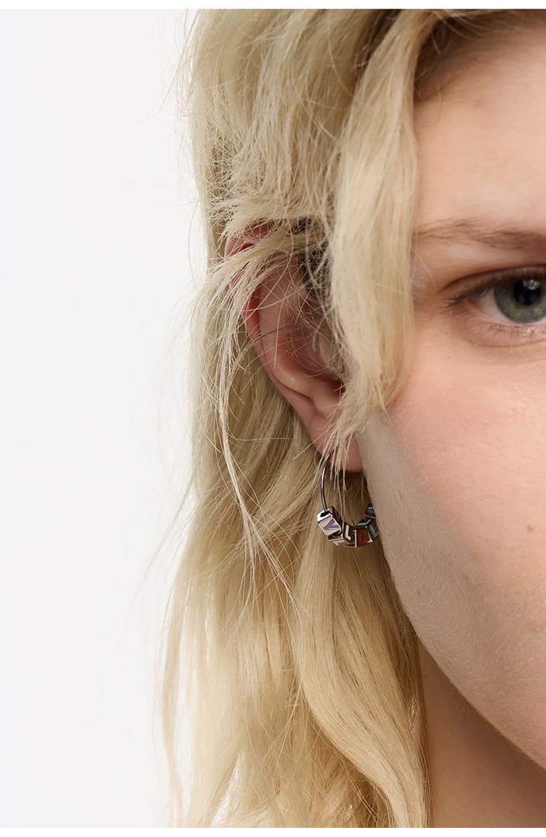 Bimba y Lola Dice logo hoop earrings, Alternate, color, Silver