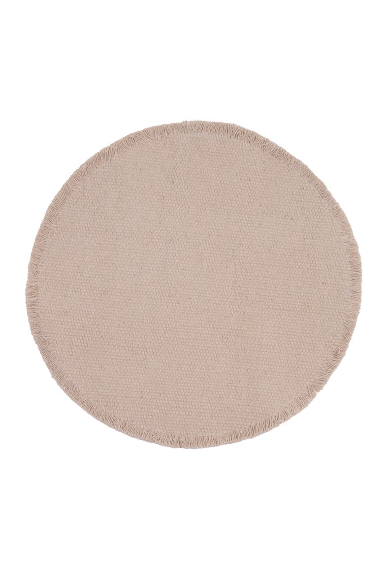 Fringed Blue Shell Printed Round Set of 6 Placemats 15", Alternate, color, Beige