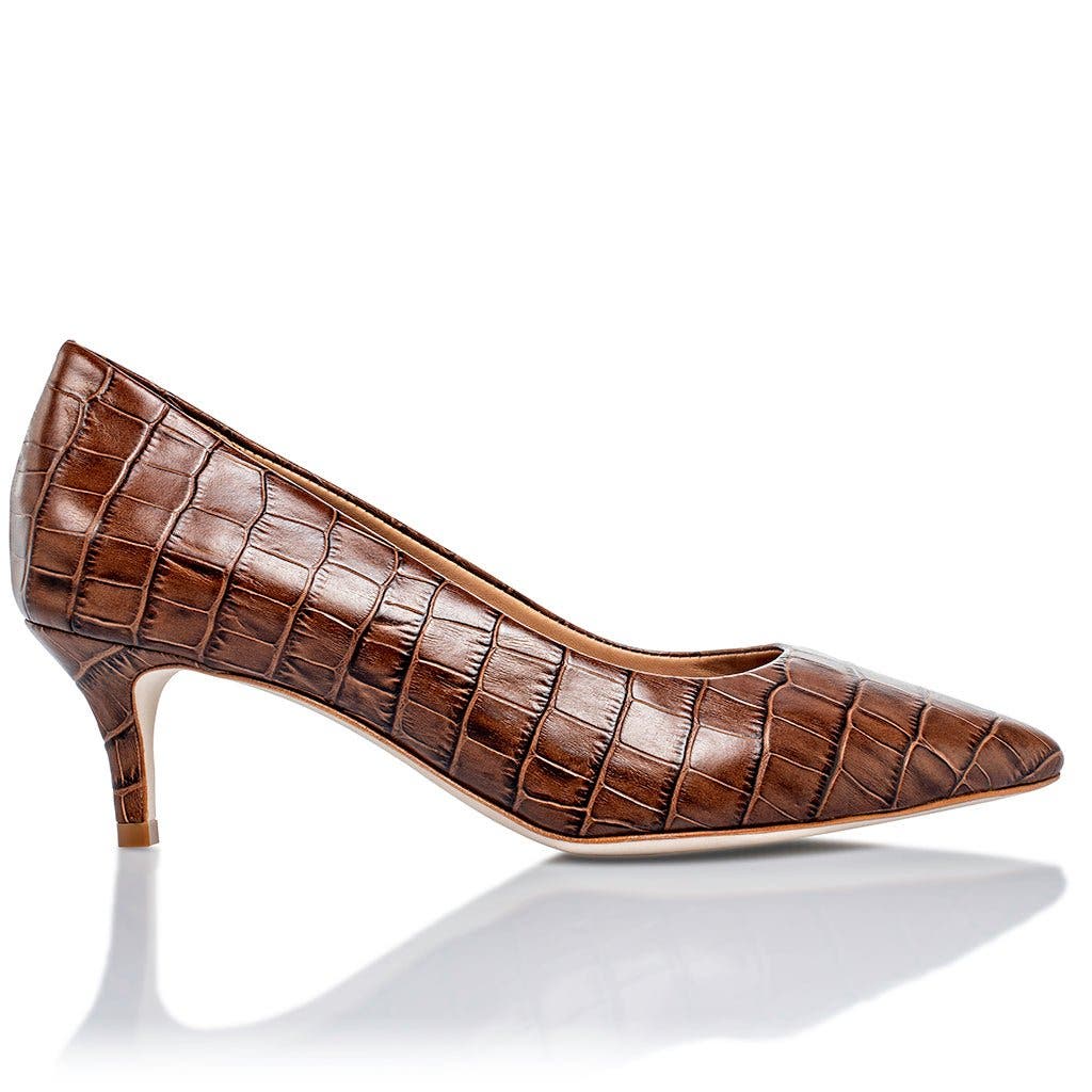 Joan Oloff Shoes Callie Pump in Brown Croco 