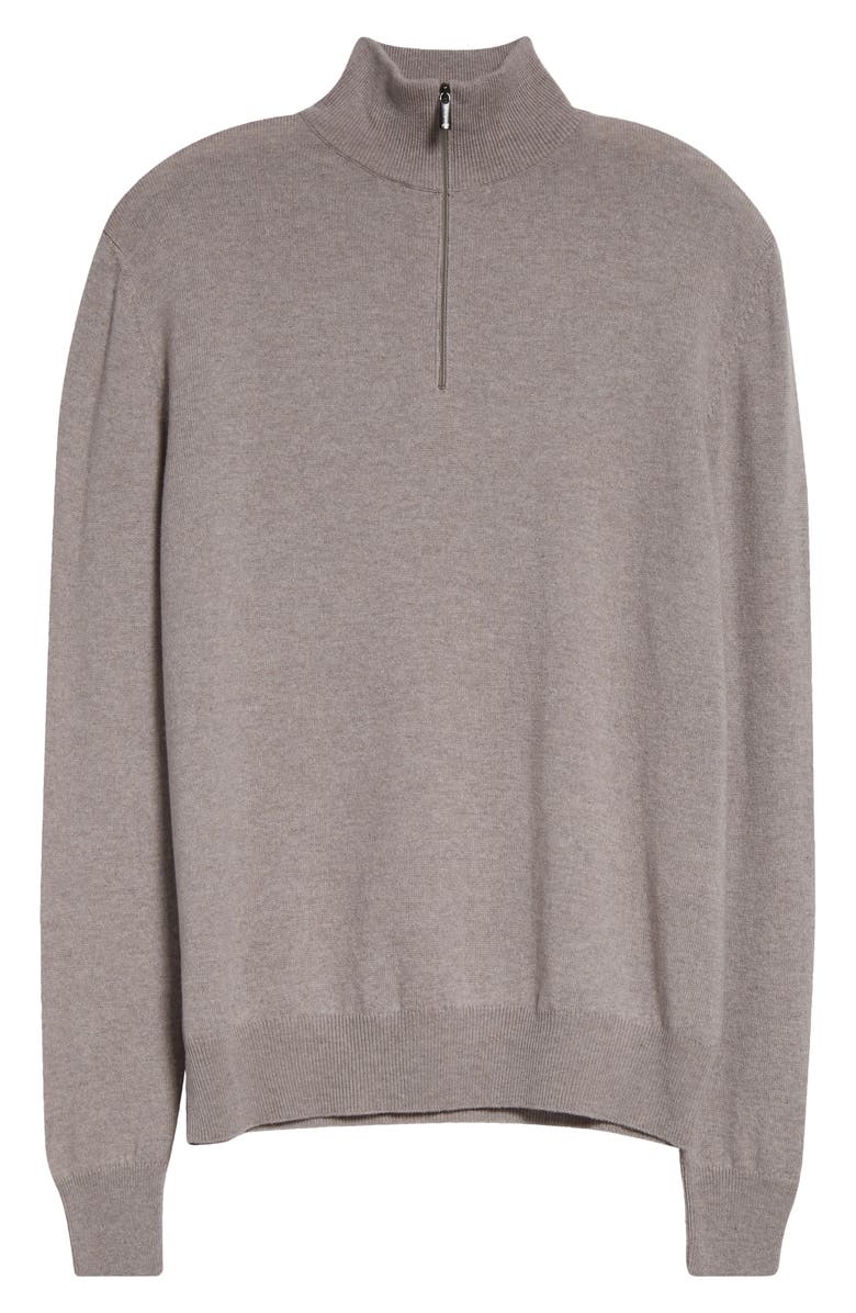 Massimo Alba Half Zip Cashmere Sweater, Alternate, color, Tortora