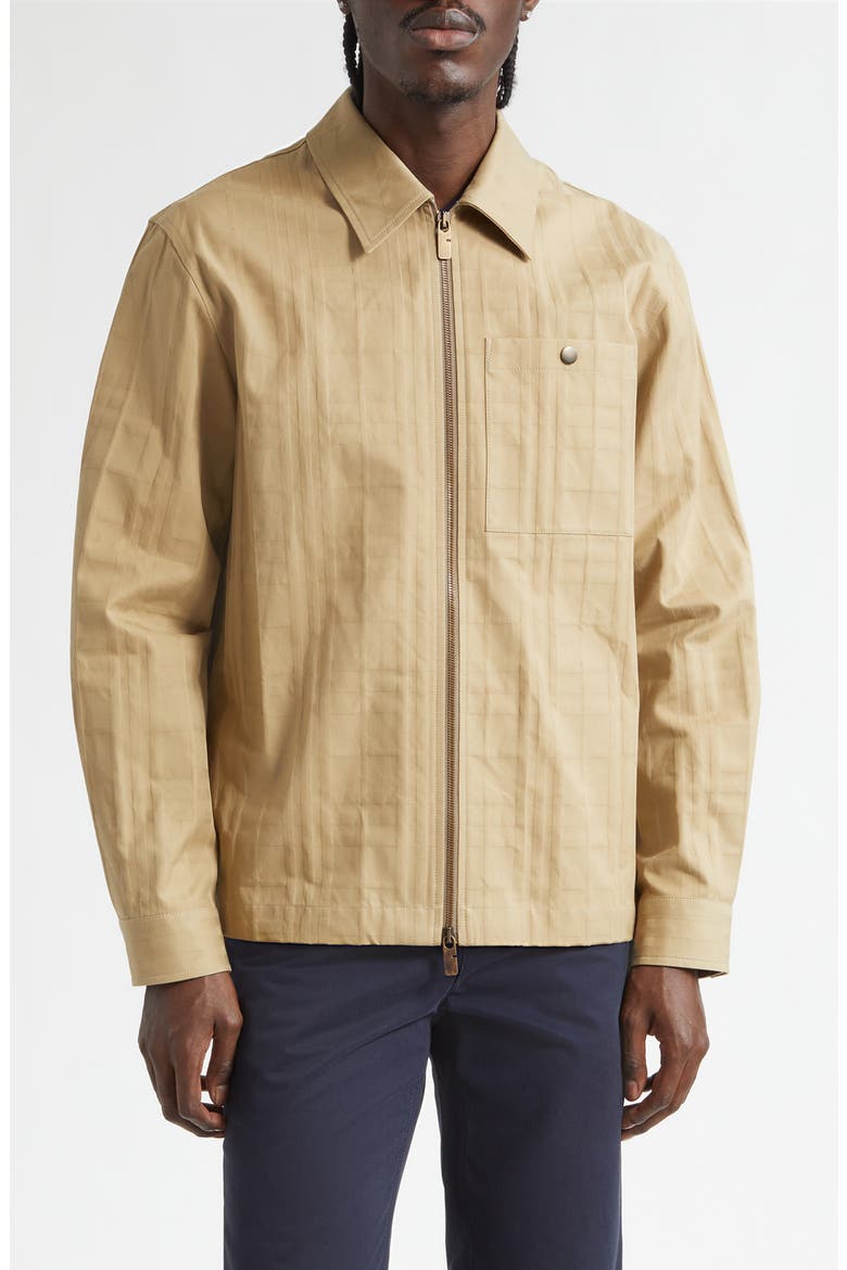 Oakwell Cotton Jacquard Zip Jacket, Main, color, SANDSTORM BEIGE CHK