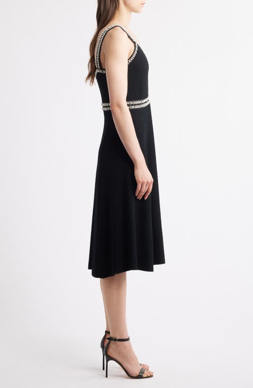 Ming Wang Bead Detail A-line Dress In Black/white