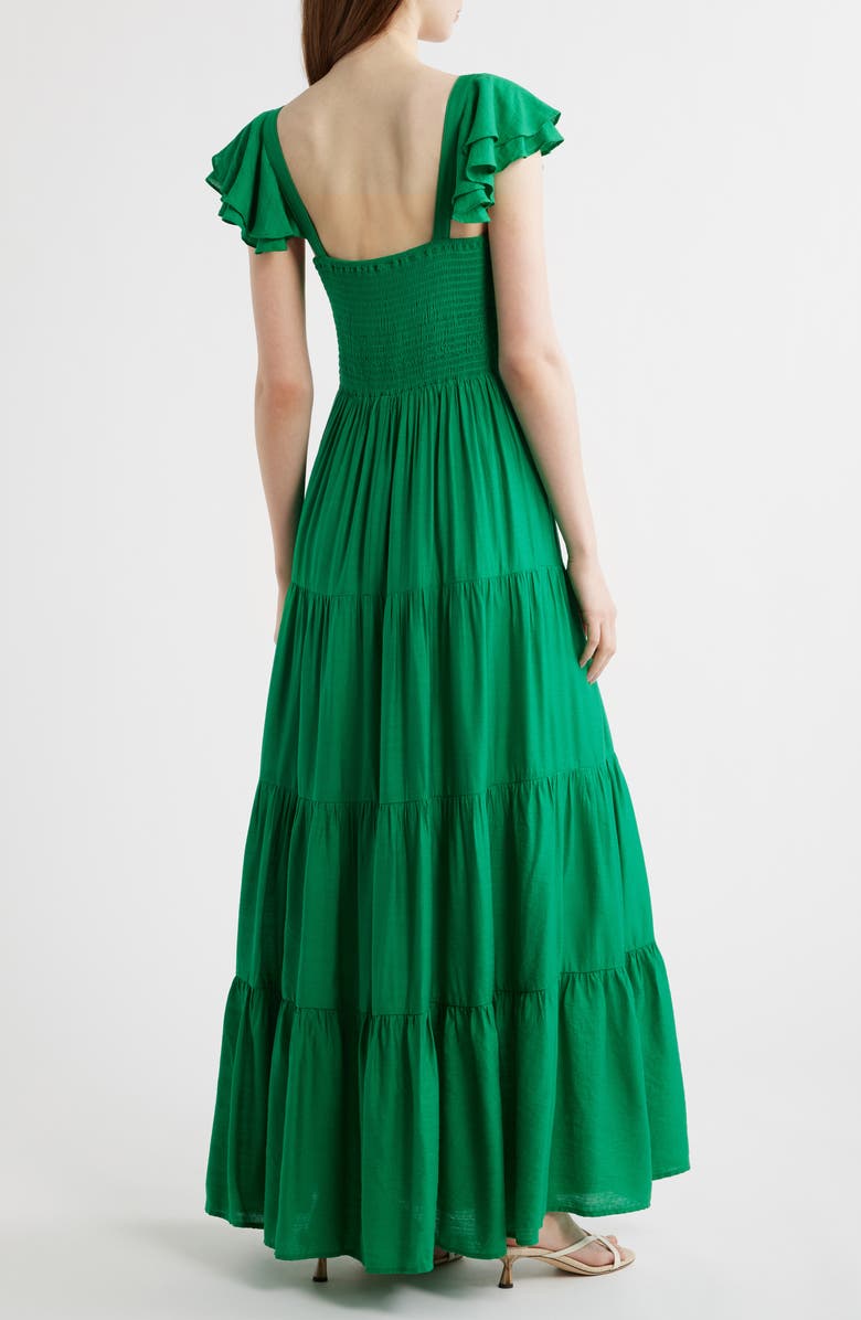 FLYING TOMATO Tiered Maxi Dress, Alternate, color, Green