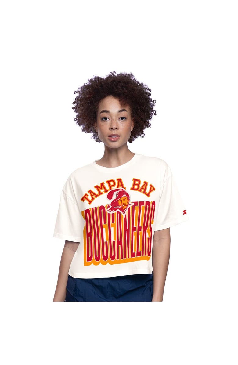 STARTER Women's Starter  White Tampa Bay Buccaneers Throwback Play the Ball Boxy Cropped T-Shirt, Main, color, 