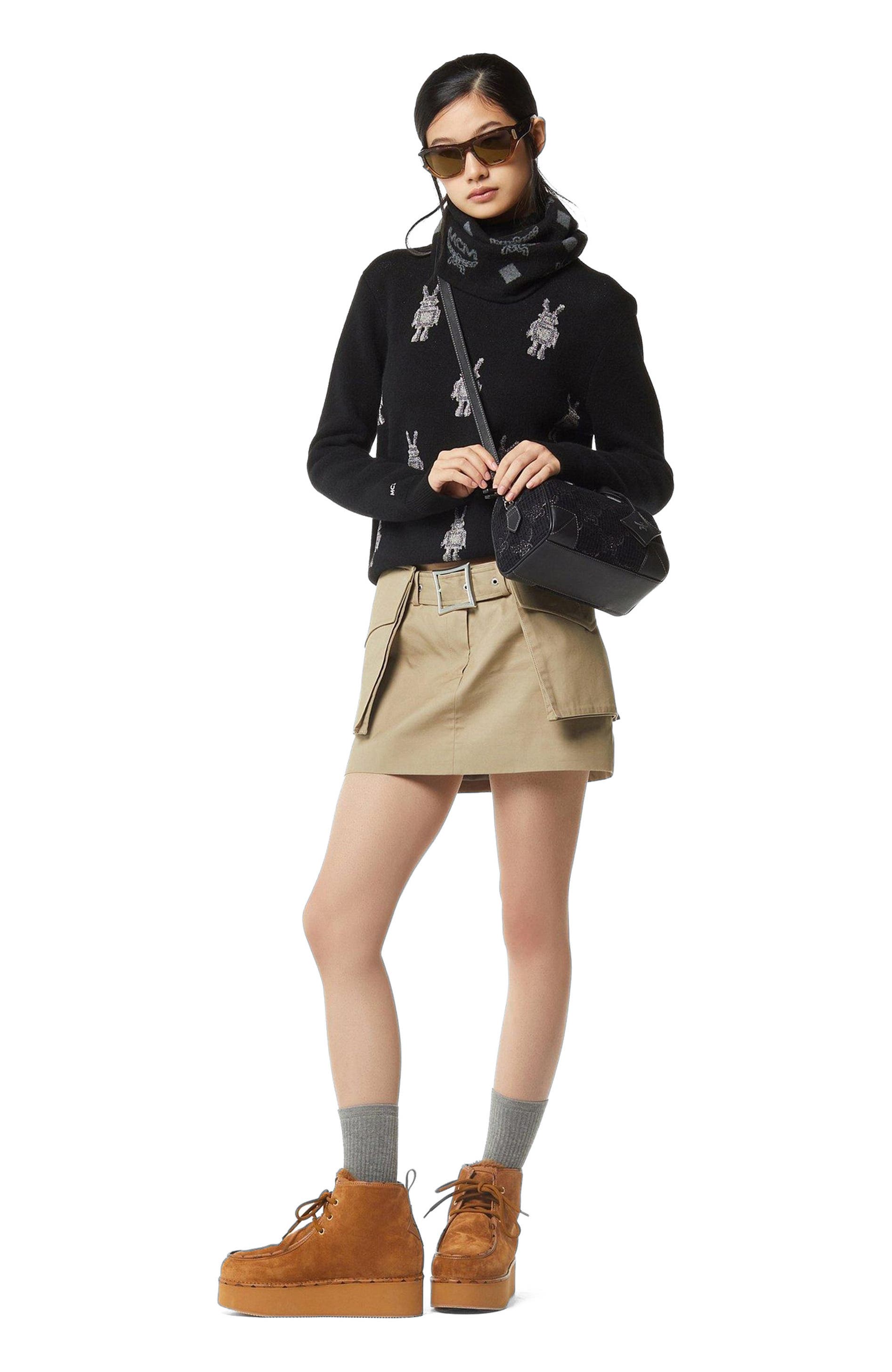 MCM Small Ella Boston Bag in Lauretos Lurex Jacquard, Alternate, color, 