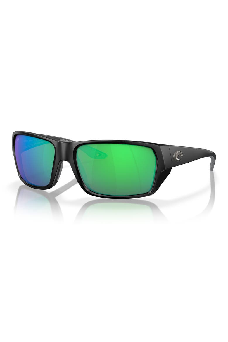 Tailfin 57mm Polarized Rectangular Sunglasses, Alternate, color, GREEN