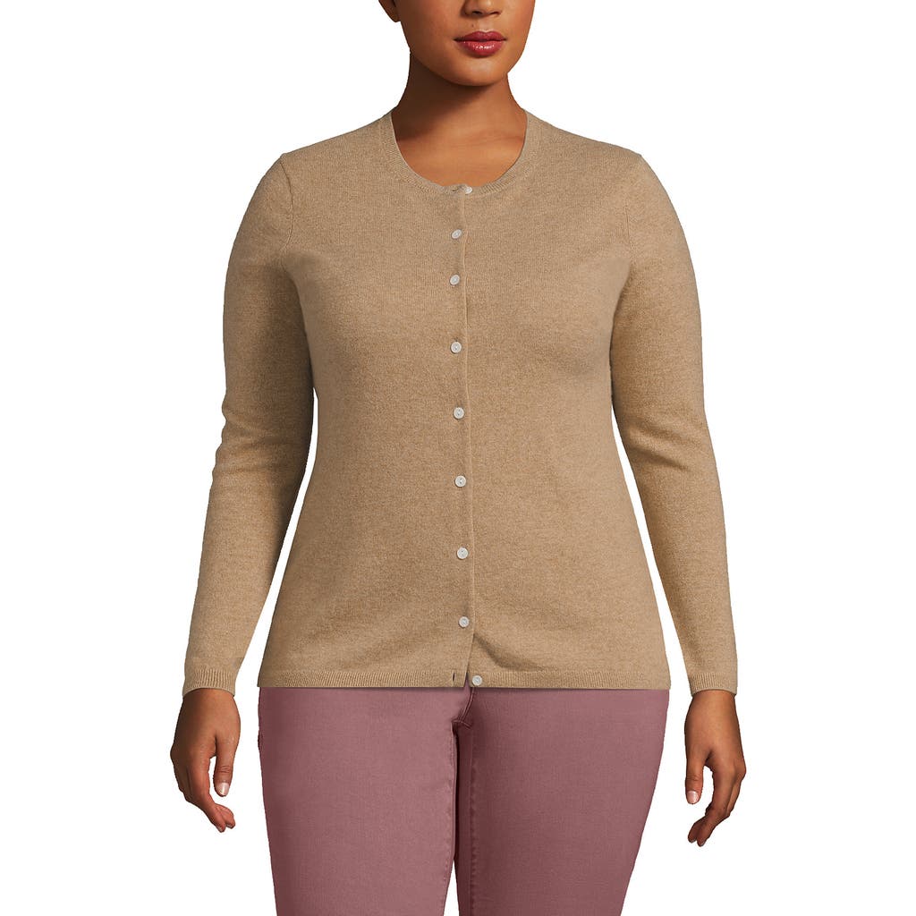 Lands' End Cashmere Cardigan Sweater In Brown