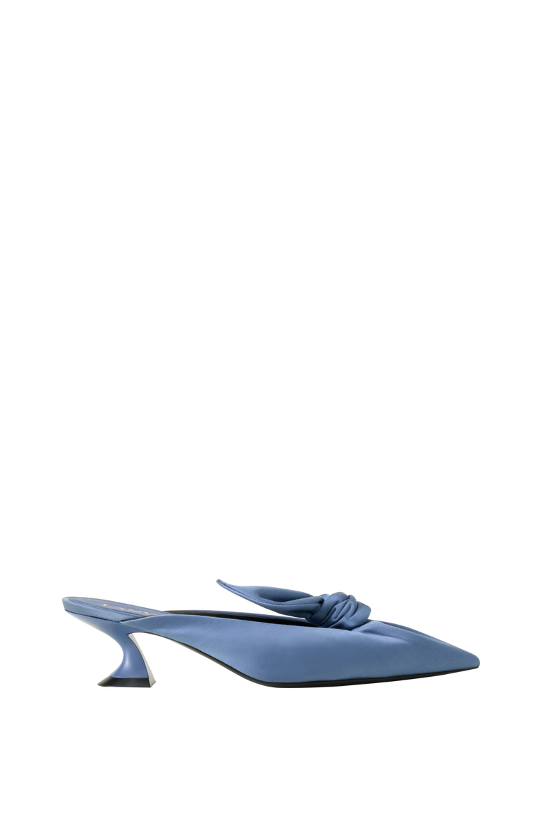 Lanvin Midnight Step Heeled Mules With A Satin Bow, Main, color, Lanvin Blue
