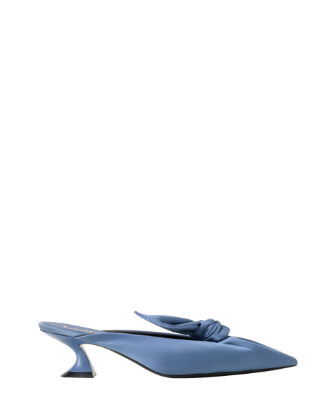 Midnight Step Heeled Mules With A Satin Bow