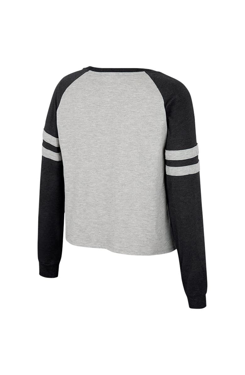 COLOSSEUM Women's Colosseum Heather Gray Purdue Boilermakers I'm Gliding Here Raglan Long Sleeve Cropped T-Shirt, Alternate, color, Heather Gray