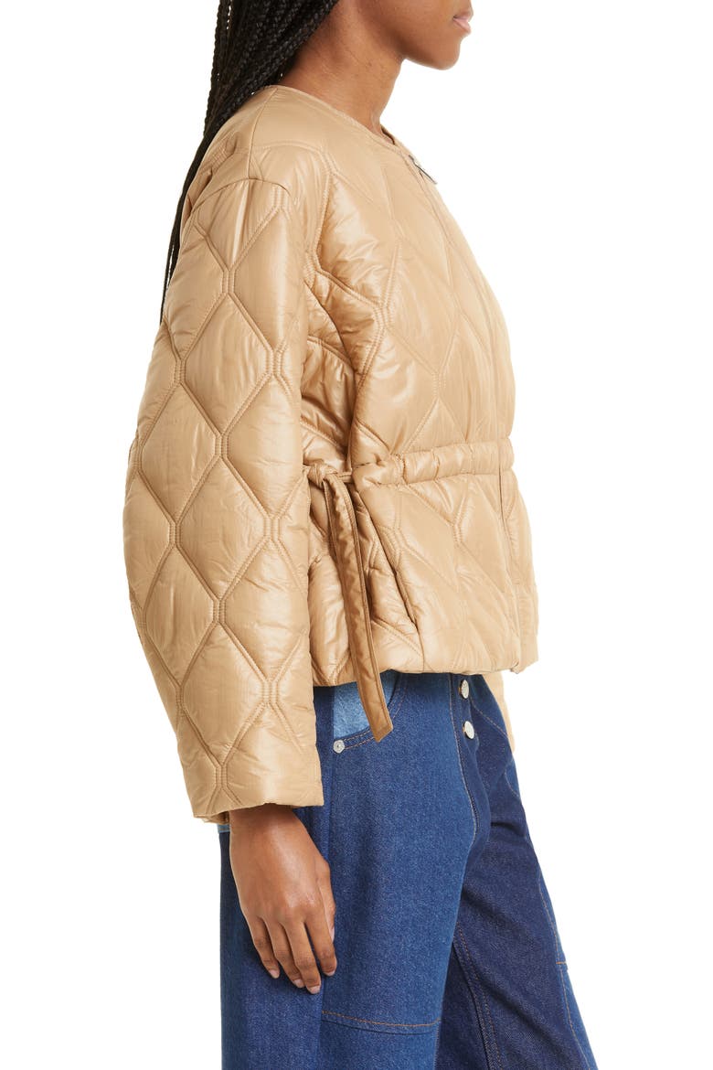 Shiny Quilted Recycled Nylon Jacket, Alternate, color, TANIN