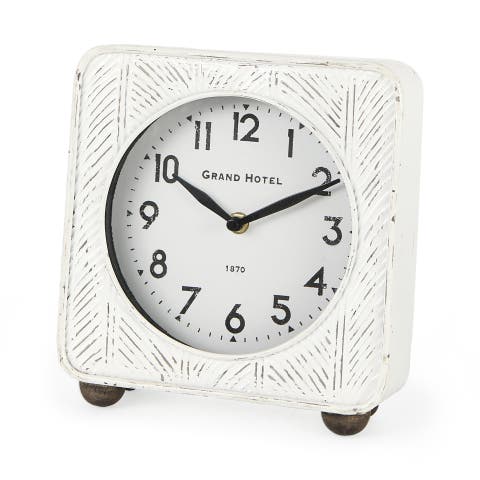Karl Rustic Iron Rounded Square Table Clock