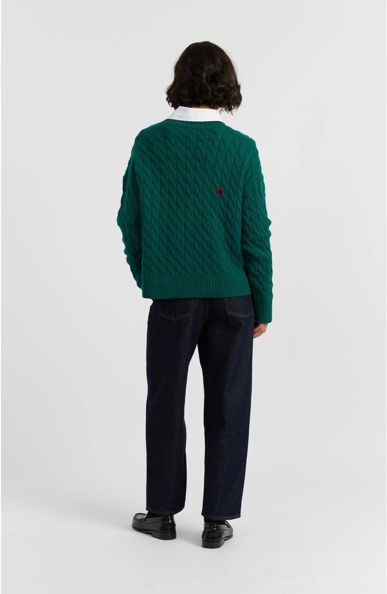 Chinti & Parker Wool Cashmere Snoopy Cable Cardigan, Alternate, color, Emerald