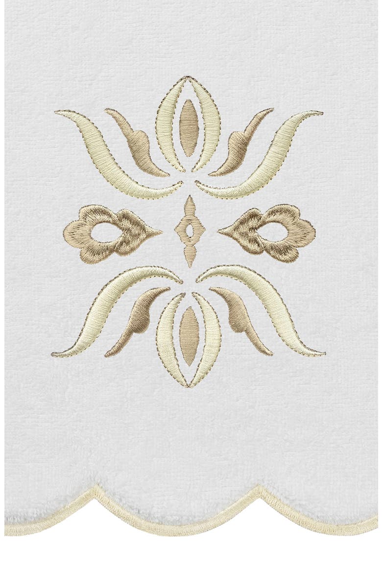 Flower Crest Scallop 6-Piece Bath Towel Set, Alternate, color, WHITE/ BEIGE