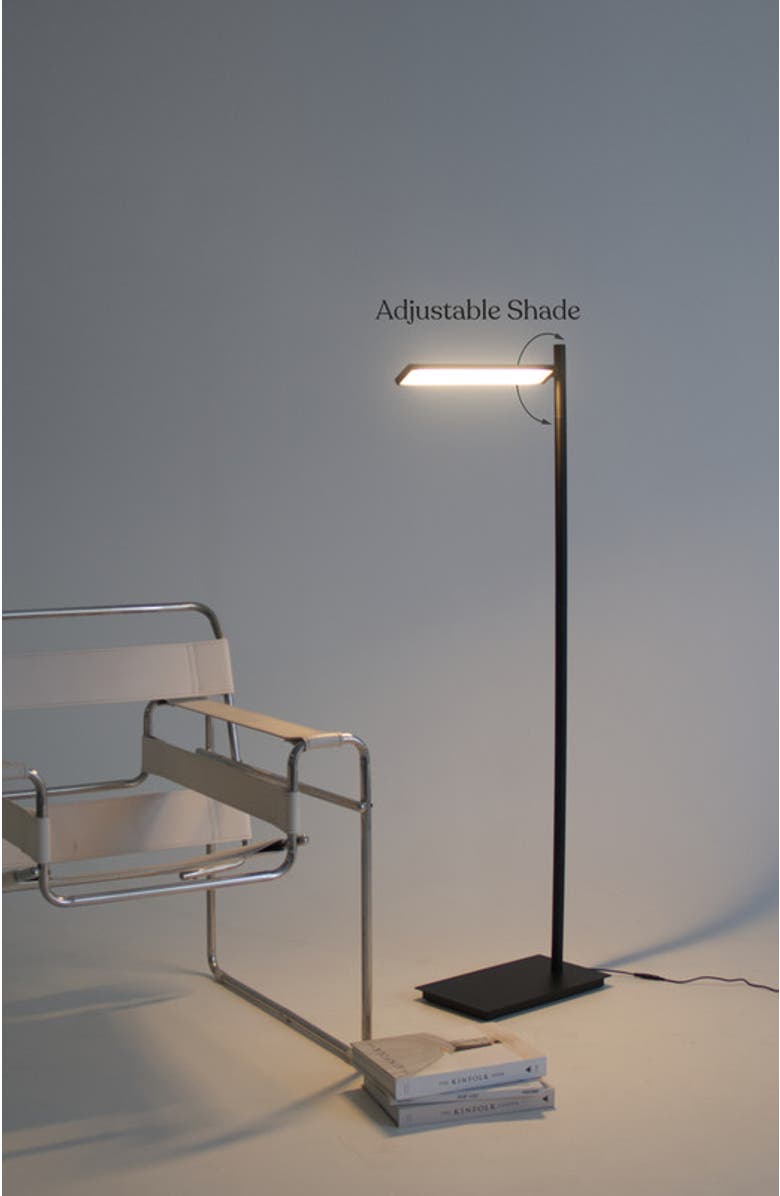 Brightech Linden 53" Matte Black Modern Pharmacy LED Floor Lamp with Adjustable Shade, Alternate, color, Classic Black