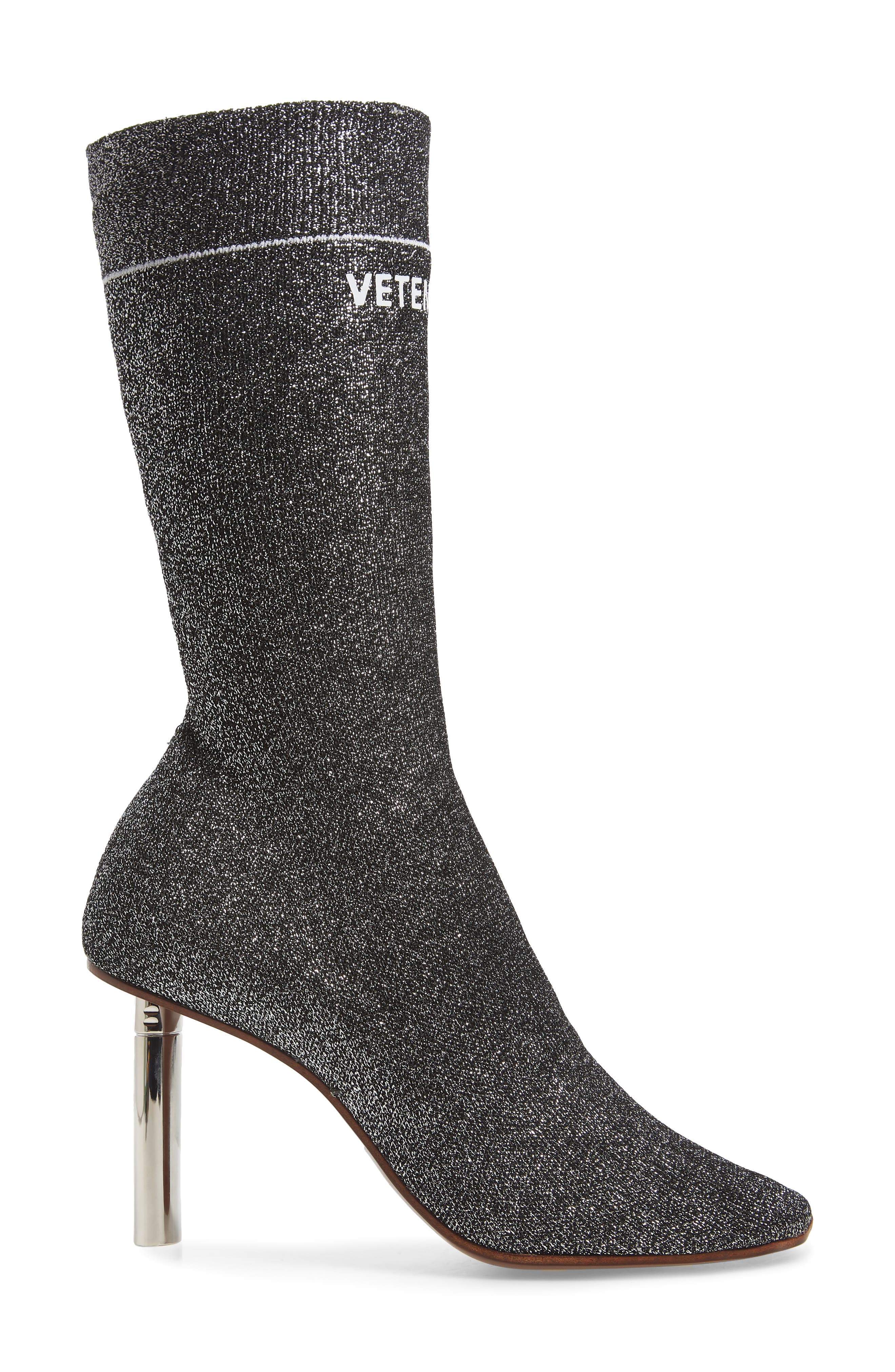 Lurex Sock Boot, Alternate, color, SILVER/SILVER HEEL - 814