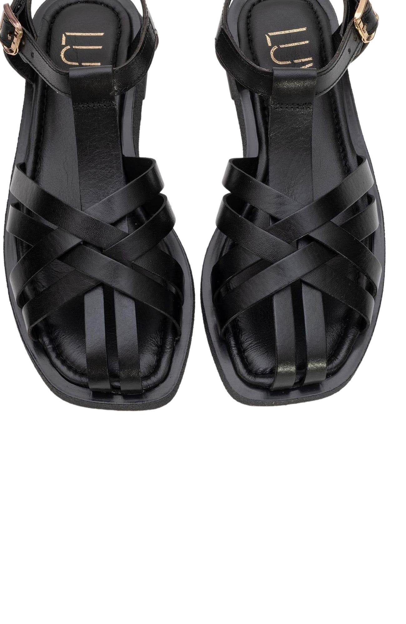 Forever & Always Shoes Andres Leather Sandal, Alternate, color, Black Leather