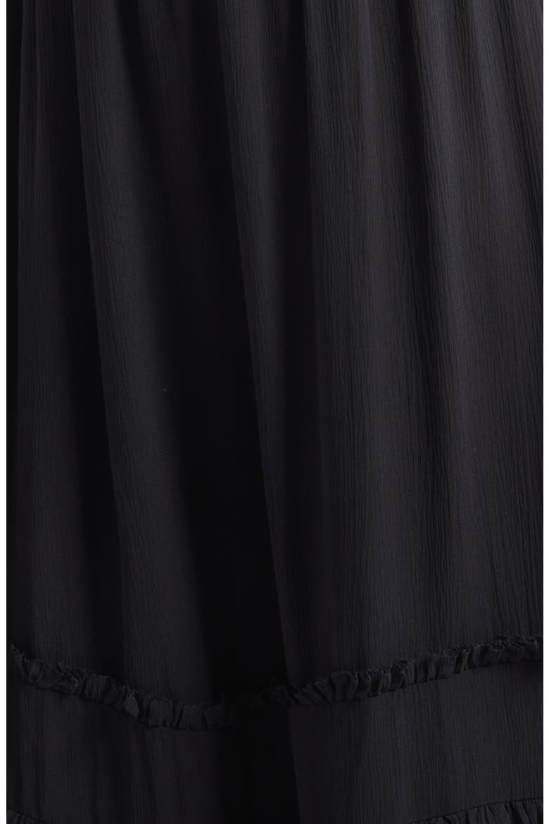 Mila Smocked Silk Midi Dress, Alternate, color, BLACK
