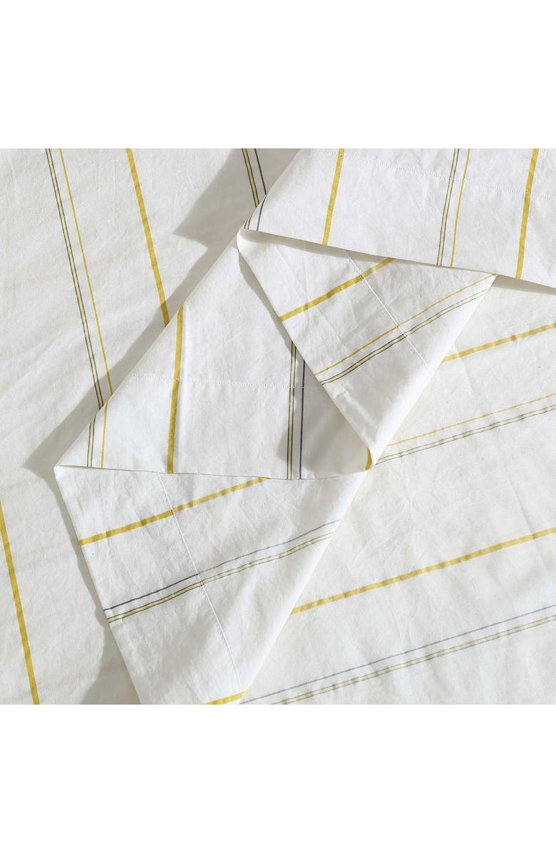 Calvin Klein Pinstripes 200 Thread Count Cotton Percale Sheet Set, Alternate, color, Light / Medium Yellow