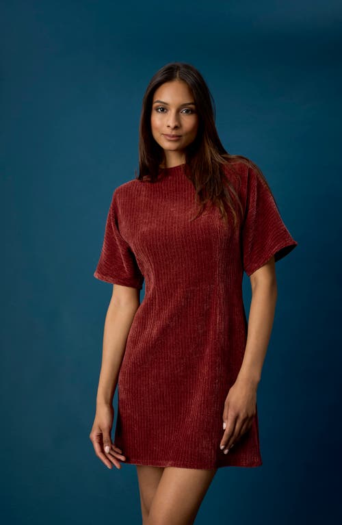 Donna Morgan For Maggy Short Sleeve Corduroy Minidress In Red