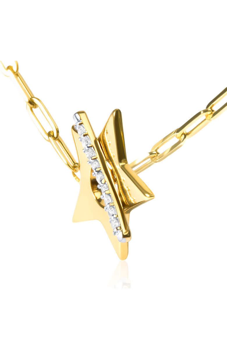 Haus of Brilliance 18K Yellow Gold Plated Sterling Silver Diamond Accent Star Pendant Necklace with Paperclip Chain, Alternate, color, Yellow Gold Over Silver