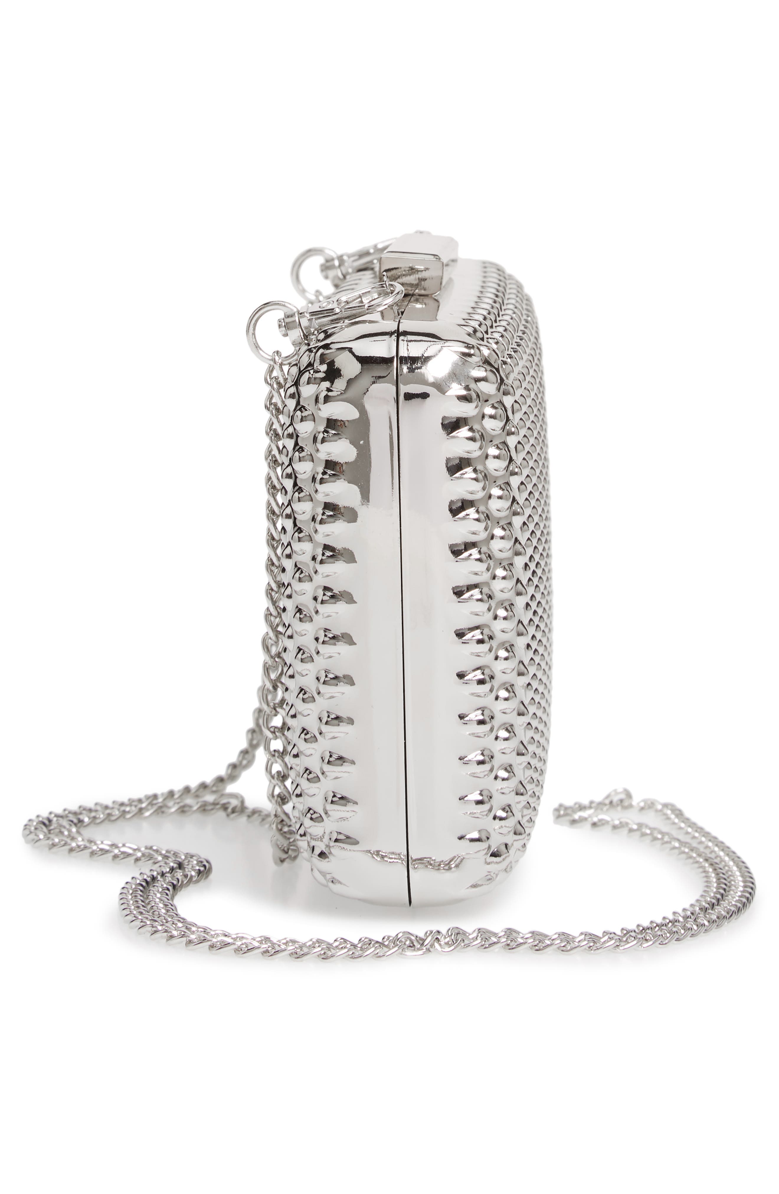 Dot Metal Minaudière, Alternate, color, SILVER