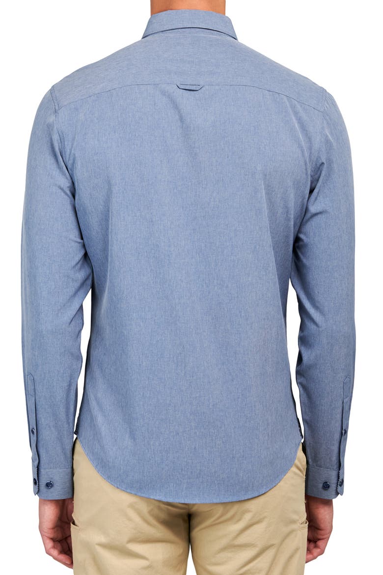 Slim Fit Solid 4-Way Stretch Performance Long Sleeve Shirt, Alternate, color, BLUE HEATHER