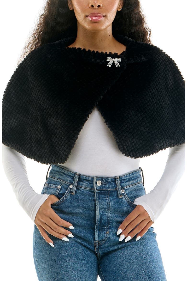 Faux Fur Capelet, Main, color, BLACK