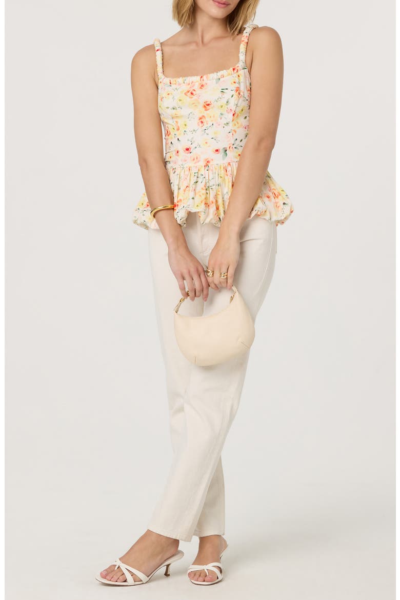 Bubble Peplum Cotton Camisole, Alternate, color, OFF WHITE
