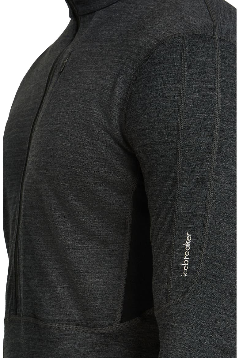 Tencel & Merino 200 Realfleece Descender Quarter Zip Pullover, Alternate, color, JET HTHR/ BLACK/ CB