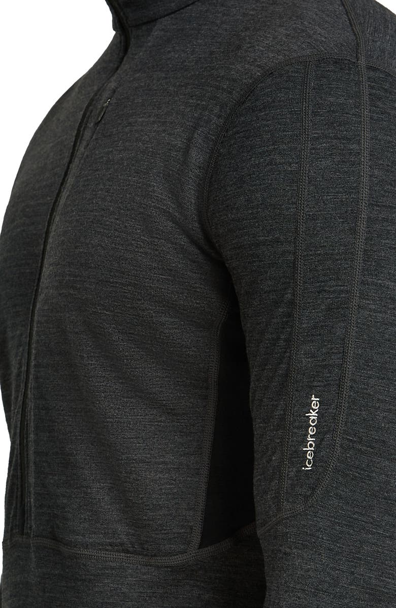 Icebreaker Lyocell & Merino 200 Realfleece Descender Quarter Zip Pullover, Alternate, color, Jet Hthr/ Black/ Cb