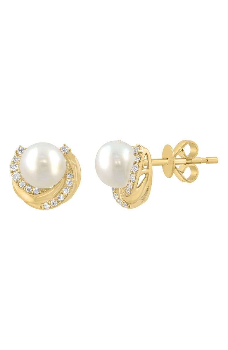 EFFY Diamond & Freshwater Pearl Stud Earrings, Alternate, color, White