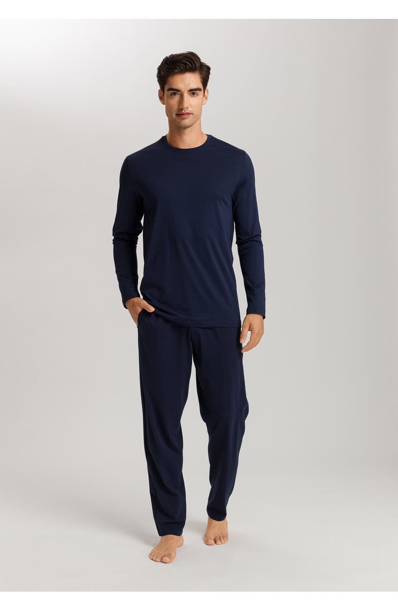 Hanro Night And Day Cotton Crew Neck Top, Alternate, color, Deep Navy