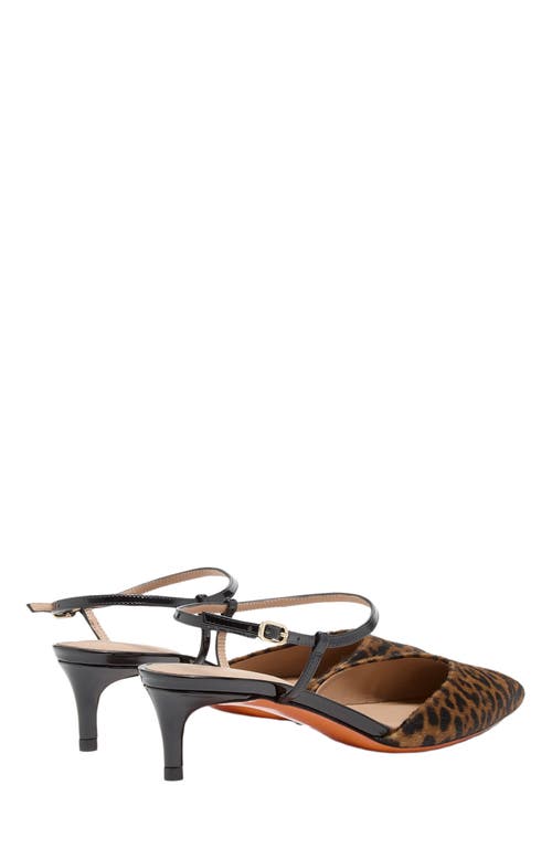 Santoni Animal-print Cavallino Mid-heel Slingback In Brown